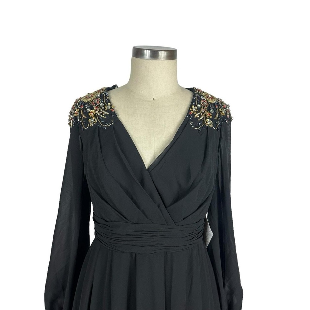 Mac Duggal new without tag size 14 maxi dress chiffon embellished shoulders - Picture 4 of 10